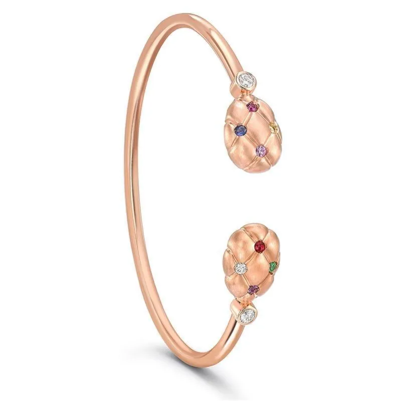 Faberge Treillage 18ct Rose Gold Multi-Coloured Open Set Bangle made by Faberge