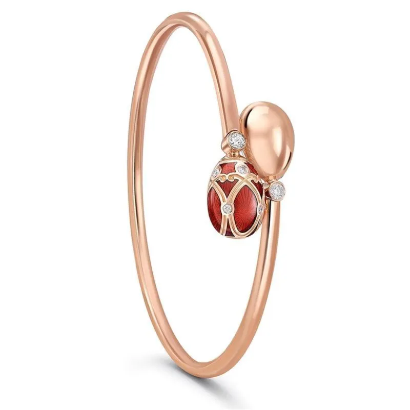 Faberge Palais Yelagin 18ct Rose Gold Diamond Red Crossover Bangle made by Faberge