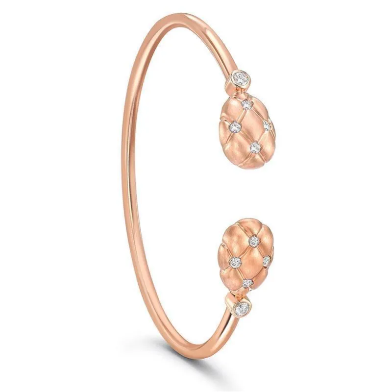 Faberge Treillage 18ct Rose Gold Diamond Open Set Bangle made by Faberge