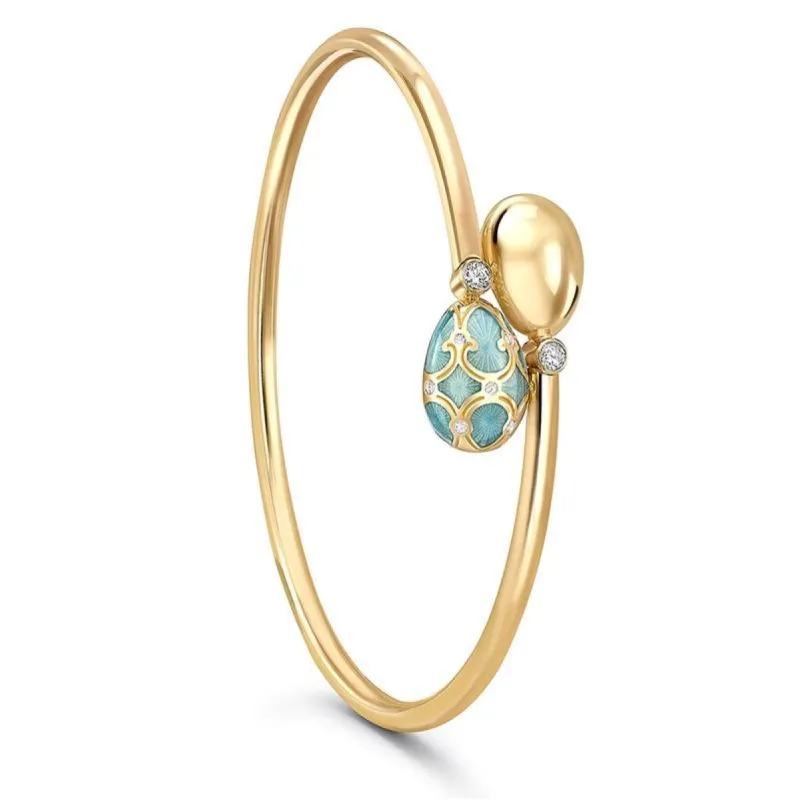 Faberge Palais Tsarskoye Selo 18ct Yellow Gold Turquoise Crossover Bangle made by Faberge