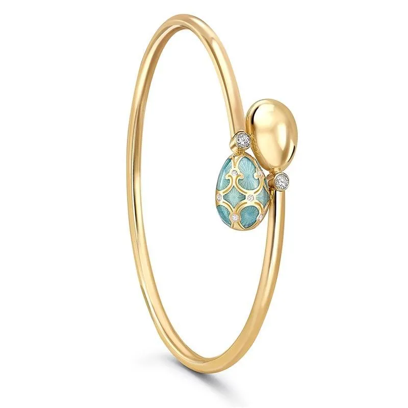Faberge Palais Tsarskoye Selo 18ct Yellow Gold Turquoise Crossover Bangle sold by Jura Watches