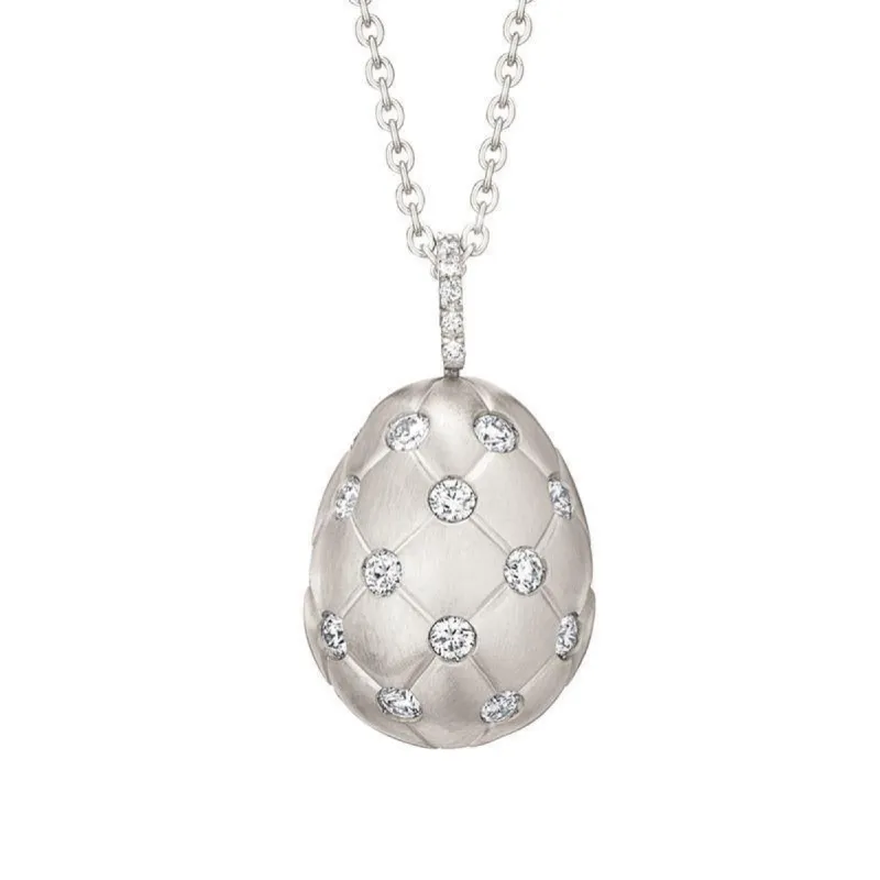 Faberge Treillage 18ct White Gold Diamond Matt Pendant sold by Jura Watches