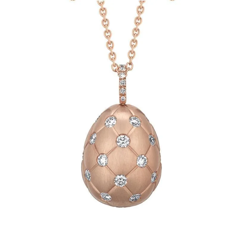 Faberge Treillage 18ct Rose Gold Diamond Matt Pendant sold by Jura Watches
