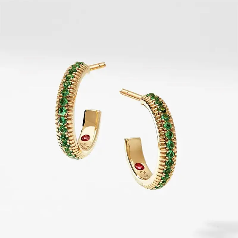 Faberge Colours of Love 18ct Yellow Gold Tsavorite Hoop Earrings sold by Jura Watches product image thumbnail 3