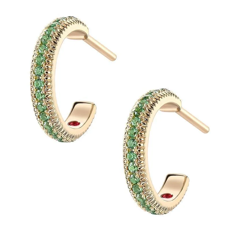 Faberge Colours of Love 18ct Yellow Gold Tsavorite Hoop Earrings sold by Jura Watches