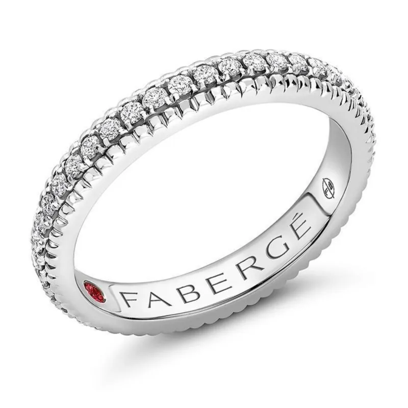 Faberge Colours of Love 18ct White Gold Diamond Fluted Band Ring sold by Jura Watches