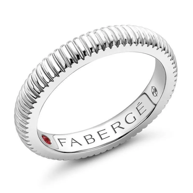 Faberge Colours of Love 18ct White Gold Fluted Band Ring sold by Jura Watches