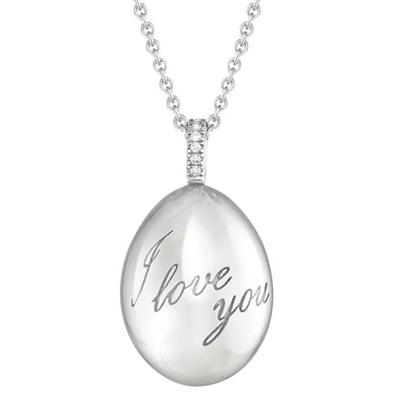 Faberge Essence I Love You 18ct White Gold Pendant sold by Jura Watches