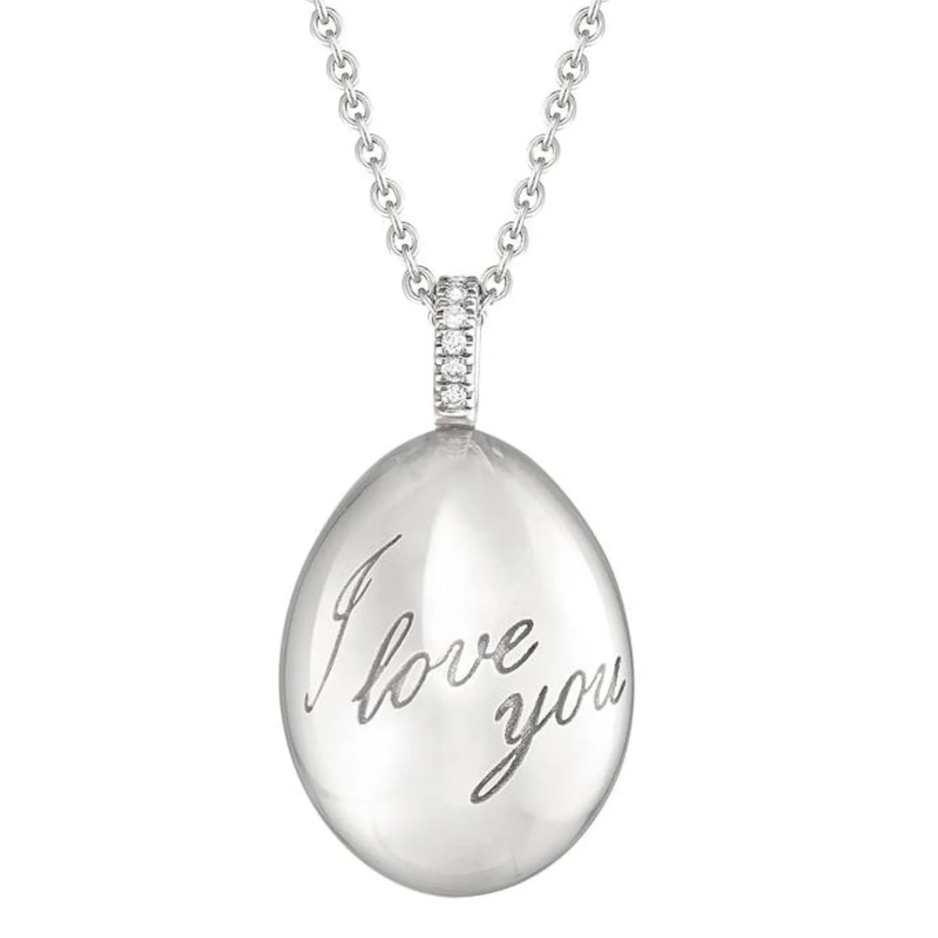 Faberge Essence I Love You 18ct White Gold Pendant sold by Jura Watches