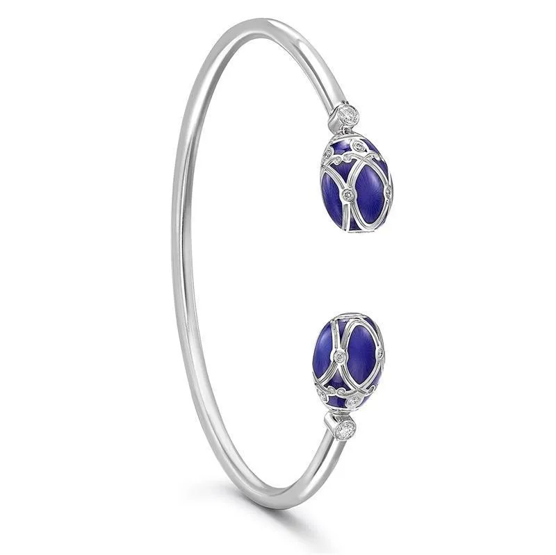 Faberge Palais Yelagin 18ct White Gold Royal Blue Open Set Bangle sold by Jura Watches