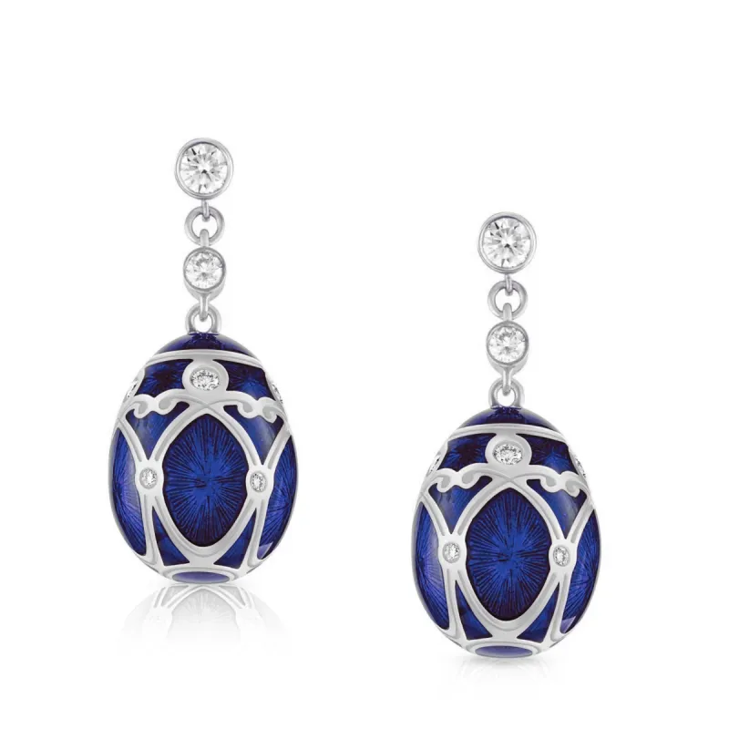 Faberge Palais Yelagin 18ct White Gold Diamond Royal Blue Earrings sold by Jura Watches