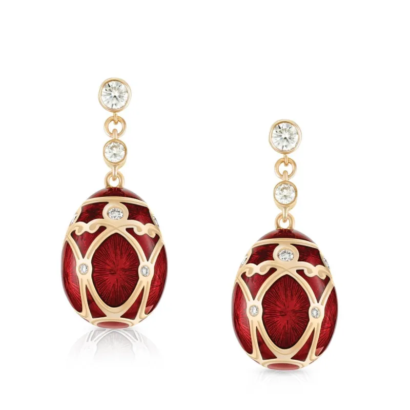 Faberge Palais Yelagin 18ct Rose Gold Diamond Red Earrings sold by Jura Watches