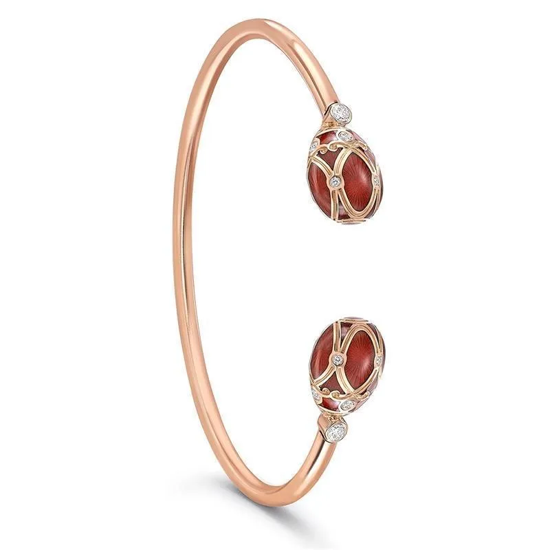 Faberge Palais Yelagin 18ct Rose Gold Diamond Red Open-Set Bangle sold by Jura Watches
