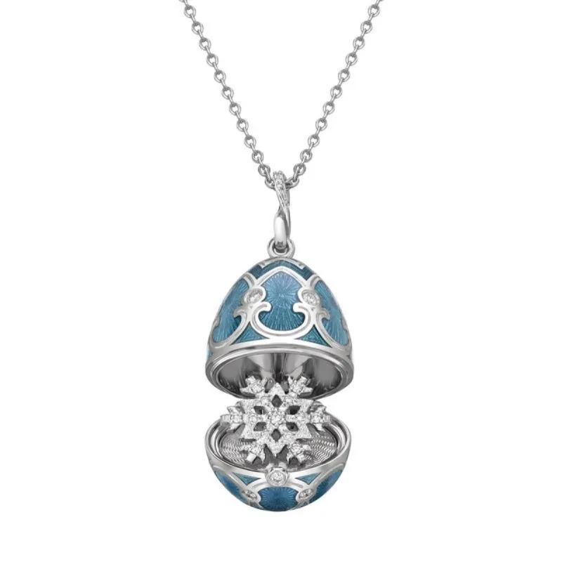 Faberge Palais Tsarskoye Selo Teal Locket with Snowflake Surprise sold by Jura Watches
