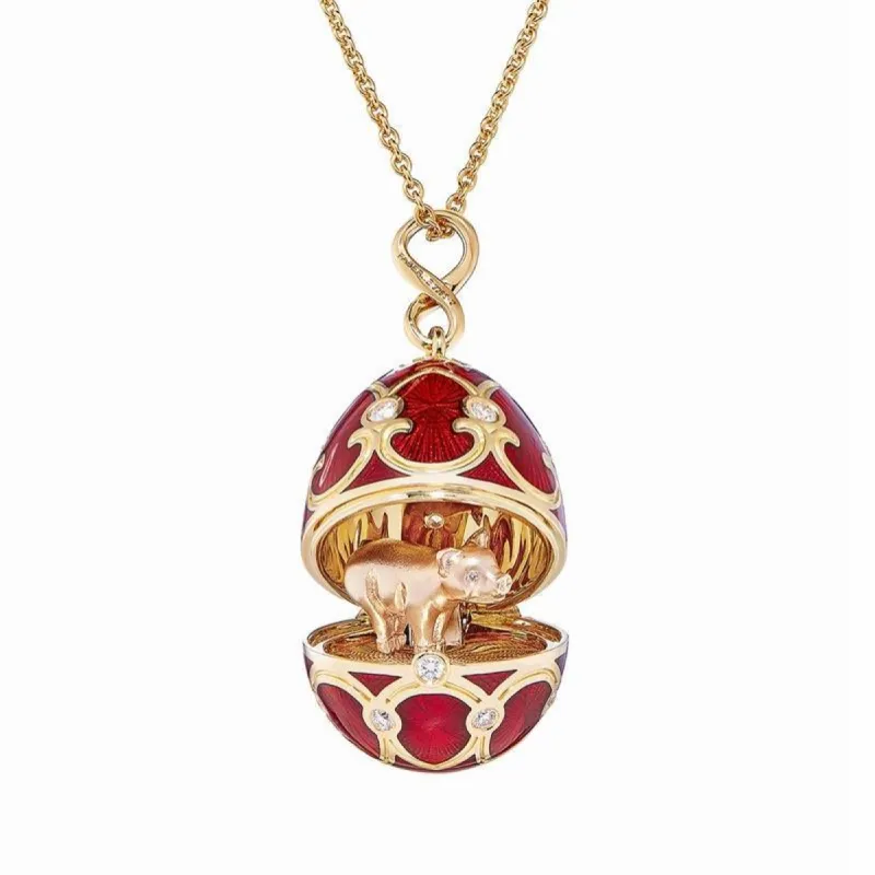 Faberge Palais Tsarskoye Selo Red Locket with Pig Surprise sold by Jura Watches