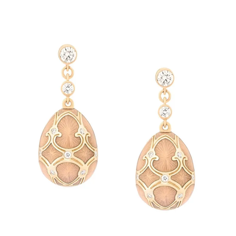 Faberge Palais Tsarskoye Selo 18ct Yellow Gold Diamond White Earrings sold by Jura Watches