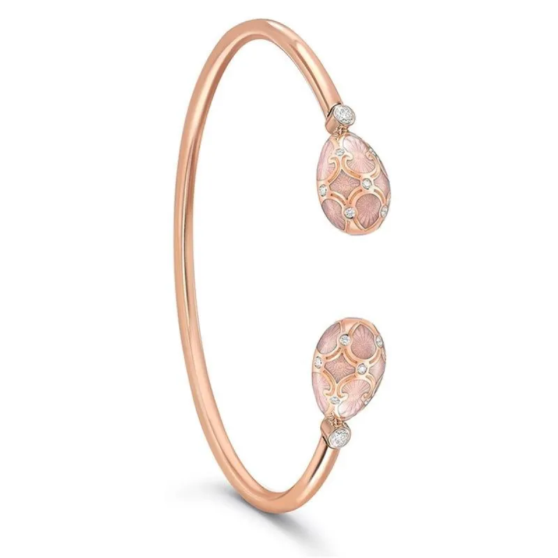 Faberge Palais Tsarskoye Selo 18ct Rose Gold Diamond Open Set Bangle made by Faberge