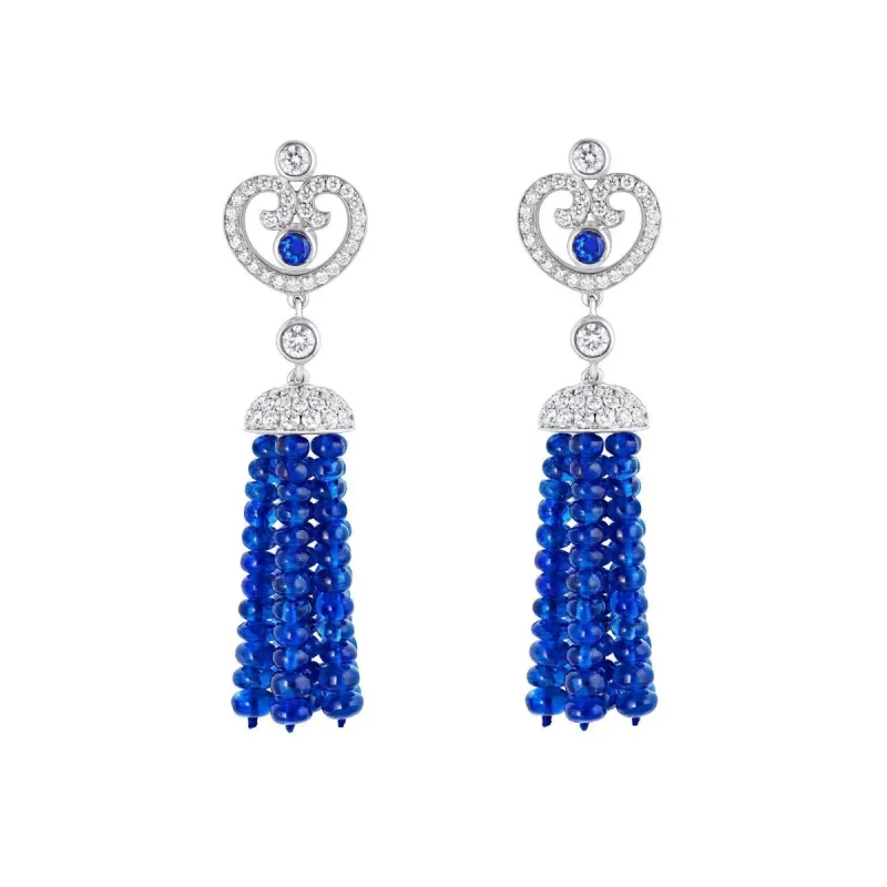 Faberge Imperial Imperatrice Sapphire Tassel Earrings made by Faberge