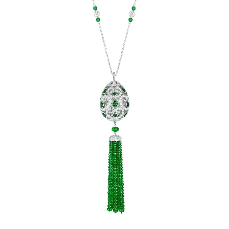 Faberge Imperial Imperatrice Emerald Tassel Pendant sold by Jura Watches