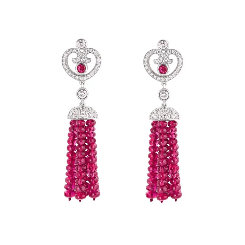 Faberge Imperial Imperatrice Ruby Tassel Earrings made by Faberge