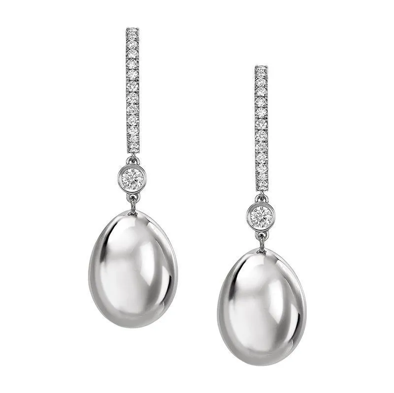 Faberge Essence 18ct White Gold Diamond Simple Earrings sold by Jura Watches