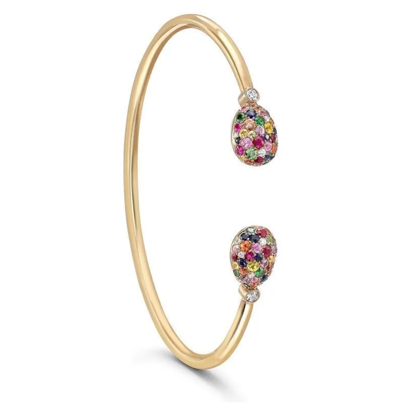 Faberge Emotion 18ct Yellow Gold Multi-Coloured Open Set Bangle made by Faberge