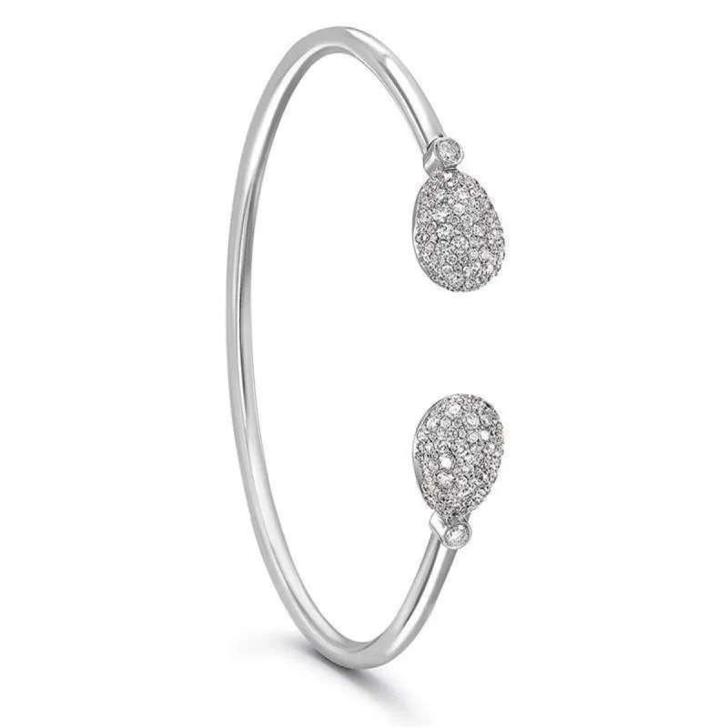 Faberge Emotion 18ct White Gold White Diamond Open Set Bangle made by Faberge