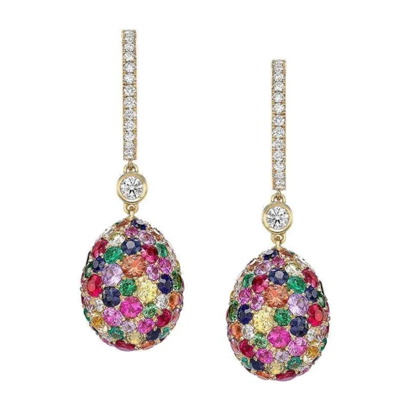 Faberge Emotion 18ct Yellow Gold Multi-Coloured Drop Earrings sold by Jura Watches