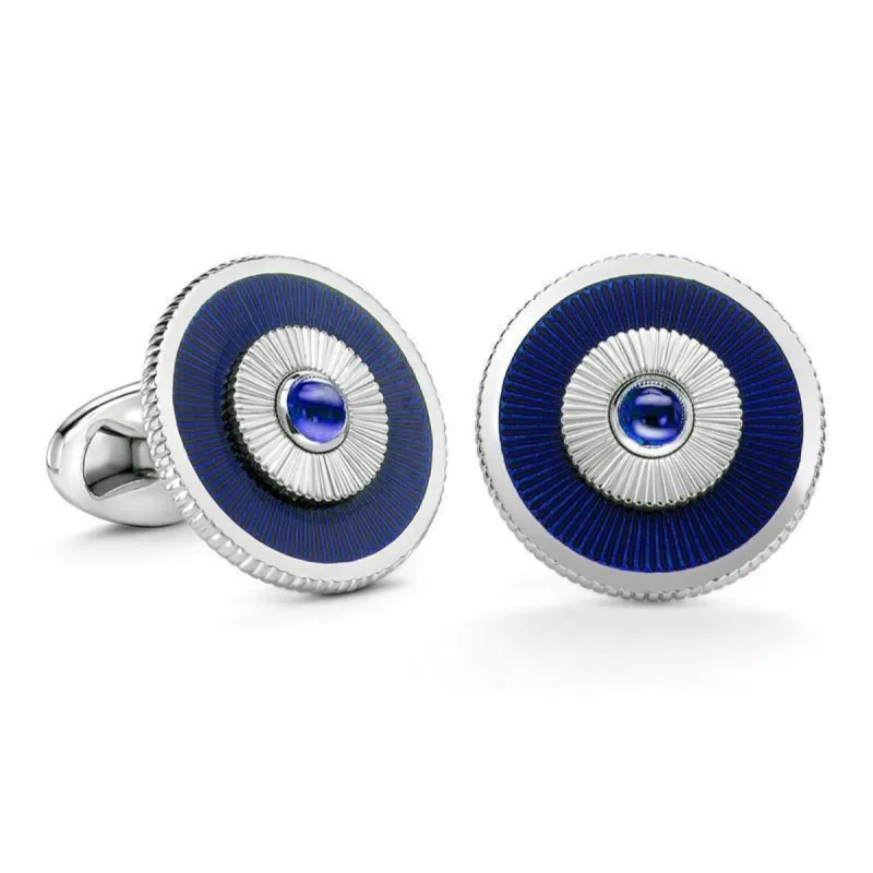 Faberge 18ct White Gold Sapphire Blue Enamel Cufflinks sold by Jura Watches