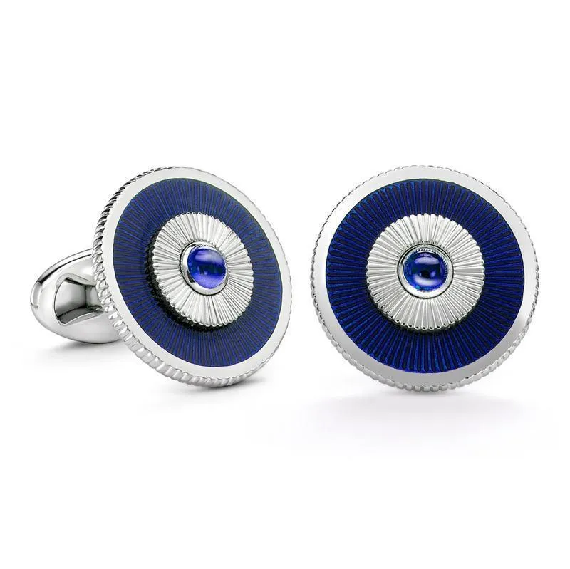 Faberge 18ct White Gold Sapphire Blue Enamel Cufflinks sold by Jura Watches