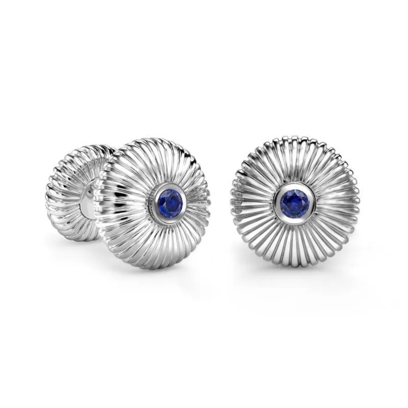 Faberge 18ct White Gold Sapphire Fluted Cufflinks sold by Jura Watches