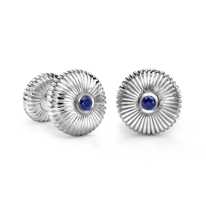 Faberge 18ct White Gold Sapphire Fluted Cufflinks sold by Jura Watches