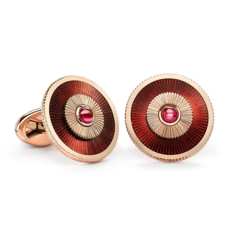 Faberge 18ct Rose Gold Ruby Red Enamel Cufflinks sold by Jura Watches