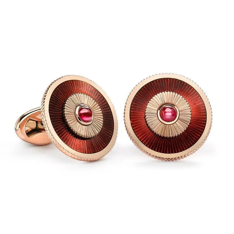 Faberge 18ct Rose Gold Ruby Red Enamel Cufflinks sold by Jura Watches