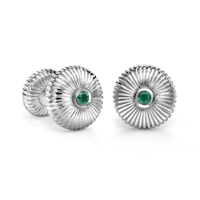 Faberge 18ct White Gold Emerald Fluted Cufflinks sold by Jura Watches