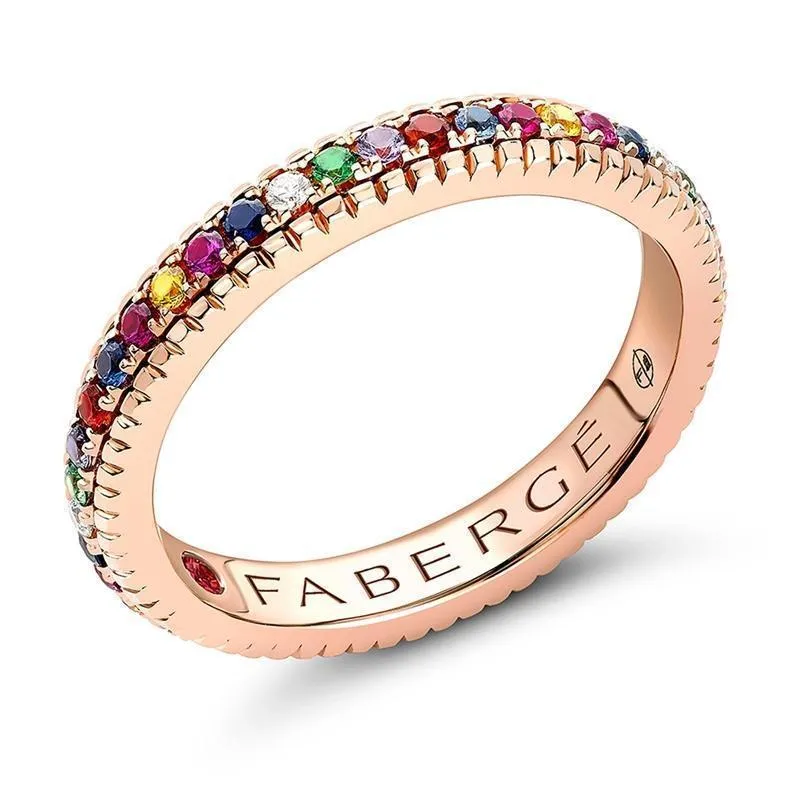 Faberge 18ct Rose Gold Multicoloured Fluted Band Ring sold by Jura Watches