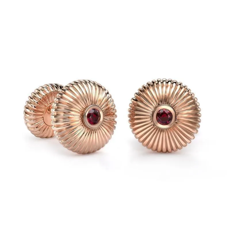 Faberge 18ct Rose Gold Ruby Fluted Cufflinks sold by Jura Watches