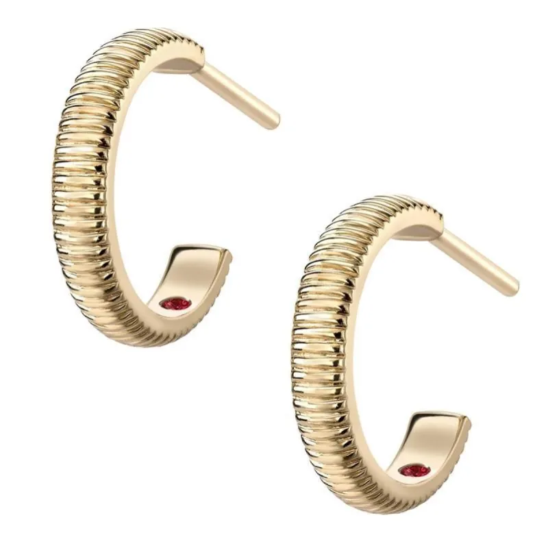 Faberge Colours of Love 18ct Yellow Gold Fluted Hoop Earrings sold by Jura Watches