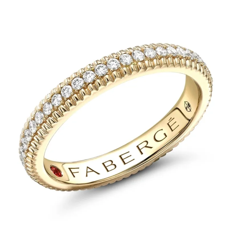 Faberge Colours of Love 18ct Yellow Gold Diamond Fluted Band Ring sold by Jura Watches