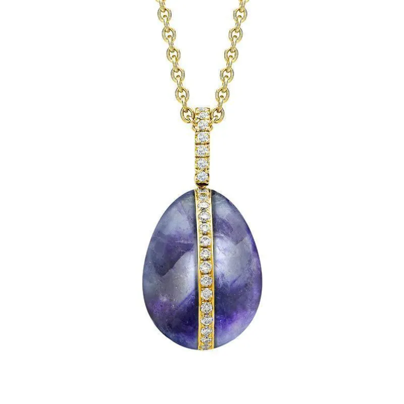 Faberge 18ct Yellow Gold Diamond Blue John Pendant Limited Edition sold by Jura Watches