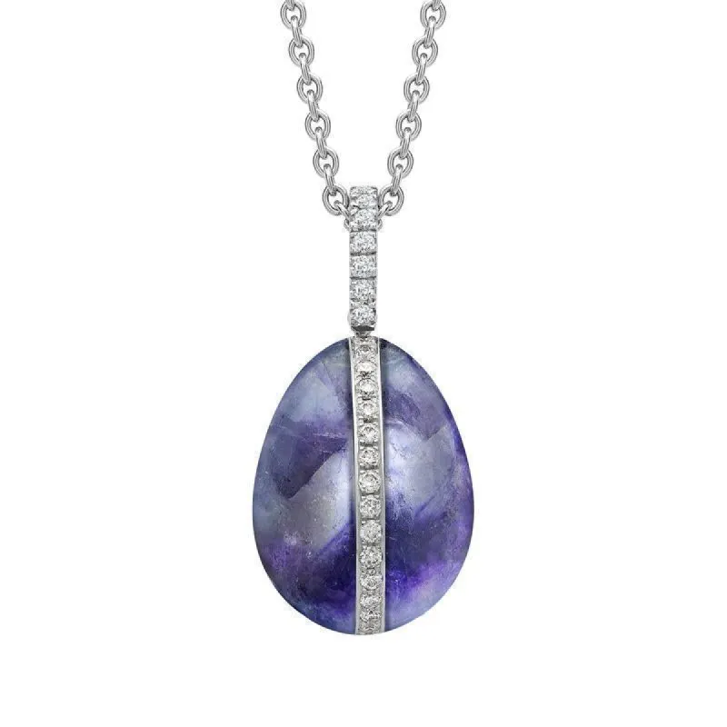 Faberge 18ct White Gold Diamond Blue John Pendant Limited Edition sold by Jura Watches