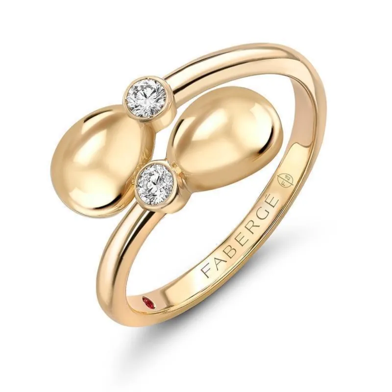 Faberge Essence 18ct Yellow Gold Diamond Crossover Ring sold by Jura Watches