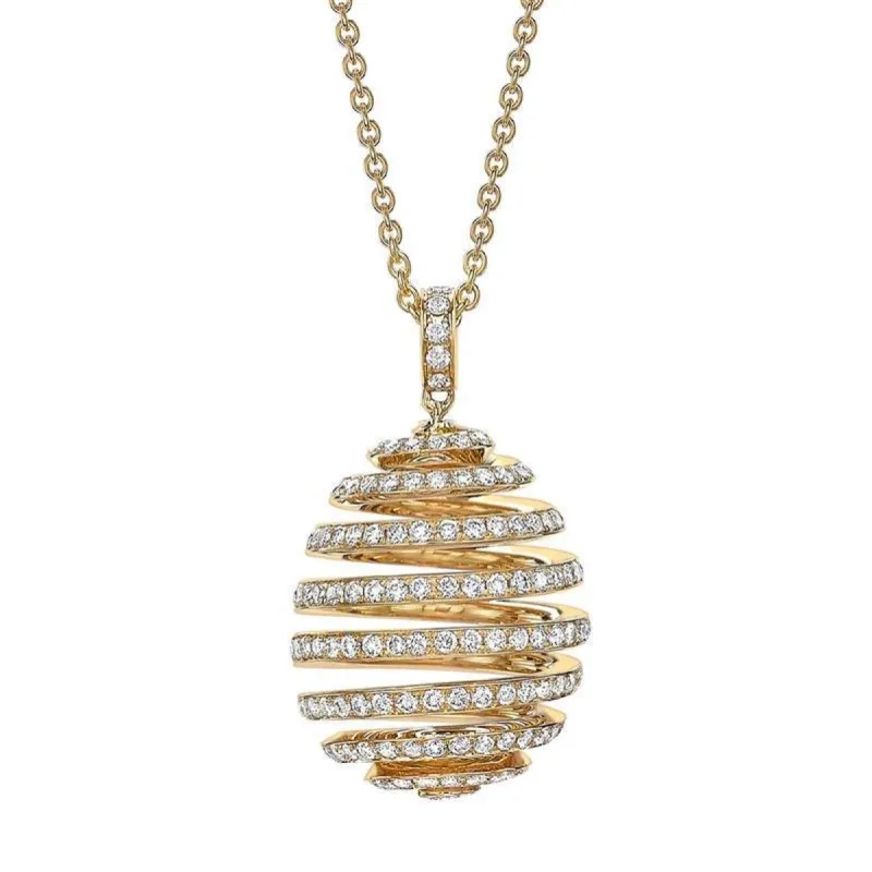 Faberge Essence Spiral 18ct Yellow Gold Diamond Pendant sold by Jura Watches