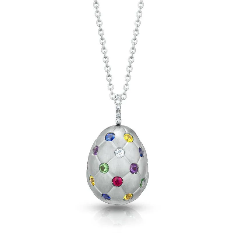 Faberge Treillage 18ct White Gold Multi-Coloured Matt Pendant sold by Jura Watches