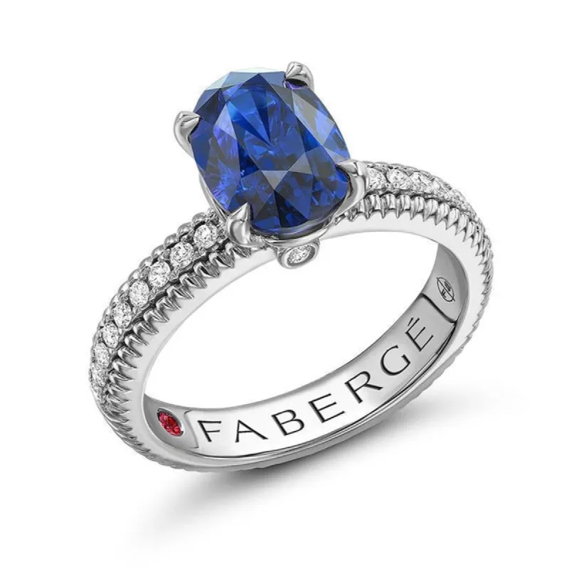 Faberge Colours of Love 18ct White Gold Sapphire Diamond Ring sold by Jura Watches
