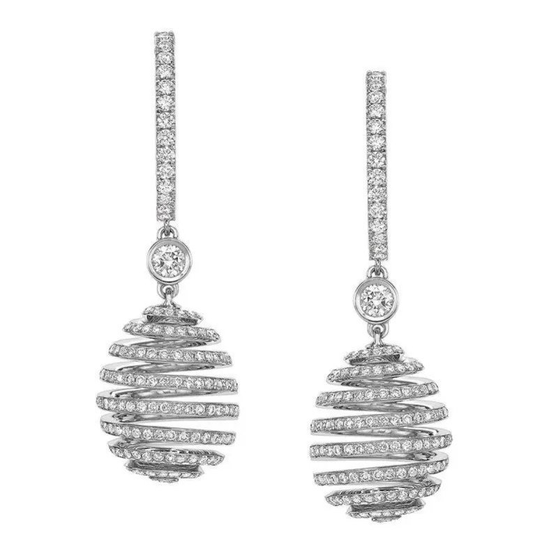 Faberge Essence Spiral 18ct White Gold Diamond Drop Earrings sold by Jura Watches