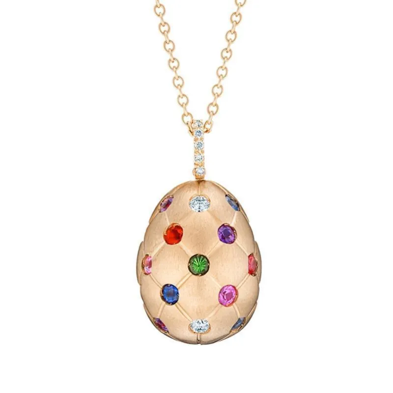 Faberge Treillage 18ct Rose Gold Multi-Coloured Matt Pendant sold by Jura Watches