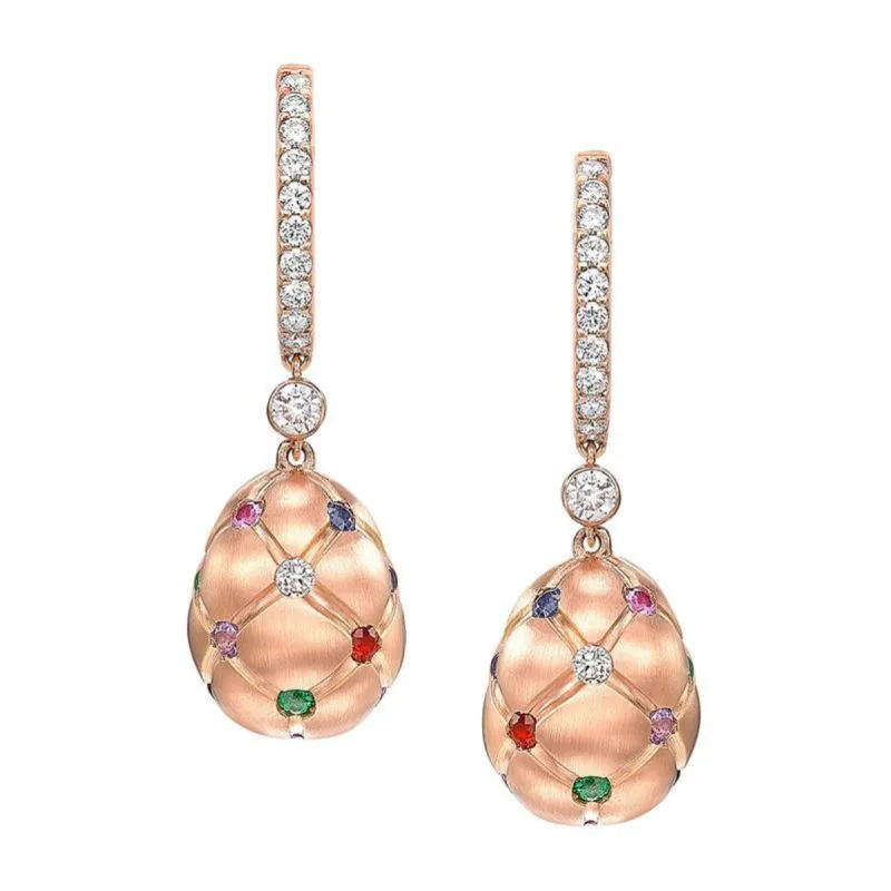Faberge Treillage 18ct Rose Gold Multi Coloured Drop Earrings sold by Jura Watches