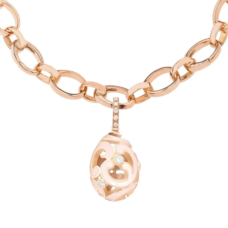 Faberge Rococo Gold 0.14ct Diamond Pink Enamel Charm sold by Jura Watches