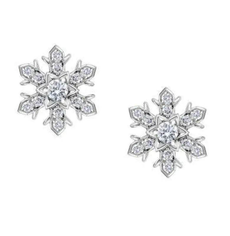 Faberge Imperial 18ct White Gold Diamond Snowflake Stud Earrings sold by Jura Watches